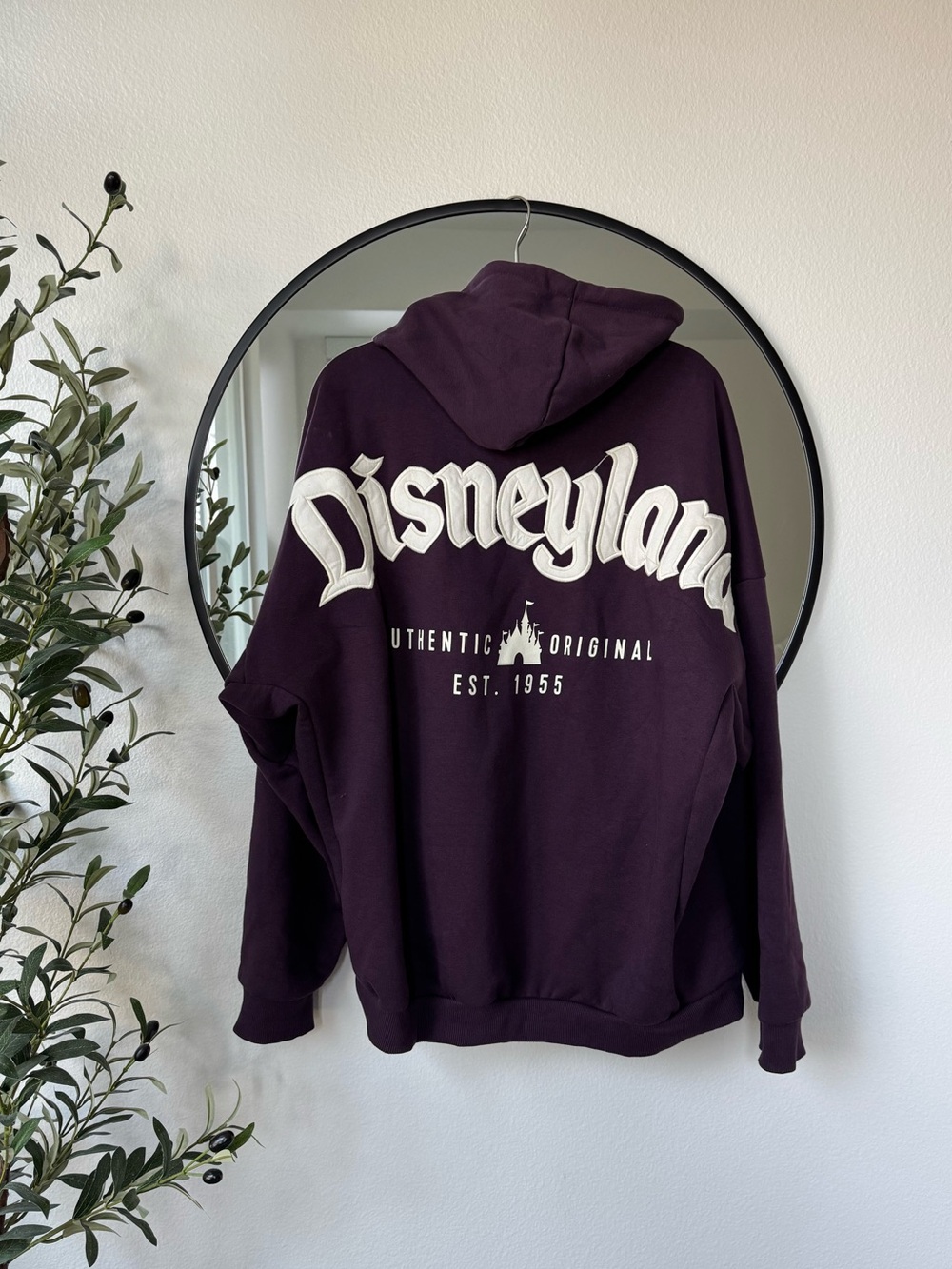 Disneyland Resort Disney Plum Purple Full-Zip Hoodie with Cream Lettering, L